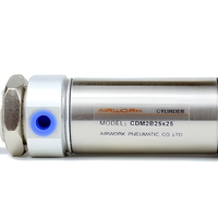 Mini-cylindre pneumatique en acier inoxydable à course réglable, double action, cylindre rond CM2B 25x25 pour l'automatisation