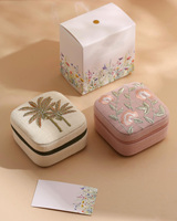 Boîte à parfum brodée en tissu fleuri 10 ml, boîte de rangement personnalisée pour rouge à lèvres, trousse de voyage zippée pour soins de la peau et maquillage, broderie en velours