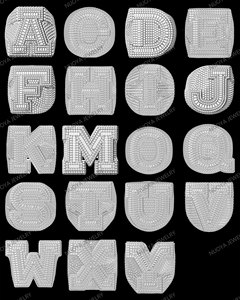 NUOYA Custom Shiny Diamond Jewelry <strong>Initial</strong> Letter Micro Pave Baguette Zircon White Gold Plated Iced Out 26 Letters Hip Hop <strong>Ring</strong> - Product Image 6