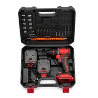 Prix avantageux : Kit perceuse sans fil 21V sans balais avec mandrin sans clé, 2 batteries, chargeur, mallette à outils et tournevis pour le camping et le travail