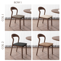 Chaise de salle à manger moderne en bois naturel avec cadre incurvé ergonomique, siège et dossier en cuir imperméable pour la maison et l'hôtellerie