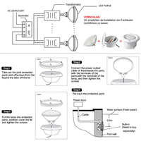 Lampe PAR56 à changement de couleur en verre 35W de type ancien AC/DC 12V, remplacement par LED RGB pour piscine