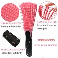 Brosse démêlante souple à logo personnalisé pour femmes, vente en gros, avec poils ventilés pour la coiffure
