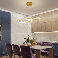 Luminaire suspendu LED linéaire blanc moderne en gros pour îlot de cuisine, style minimaliste américain, design torsadé infini, pour table à manger