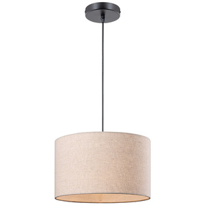 Lámpara colgante moderna con pantalla redonda de tela, bombilla LED E27, montaje en techo negro para iluminación interior de hogar, restaurante, hotel. - Product Image 1