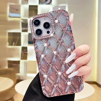 Nouvelle Coque de Téléphone Anti-chute en TPU avec Design Dégradé, Fleur Électroplaquée et Diamants Scintillants pour iPhone 17 Air, 17 Pro Max, 16, 15