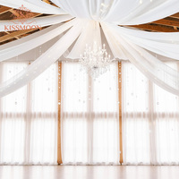 Tissu de drapage élégant blanc en polyester pour arche de mariage, rideaux de plafond et toile de fond pour mariages, fêtes, cérémonies, scènes, taille personnalisée