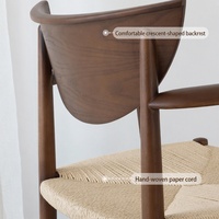 Chaise de salle à manger européenne en bois massif avec assise en corde tressée, durable, design, pour gîte, luxe léger