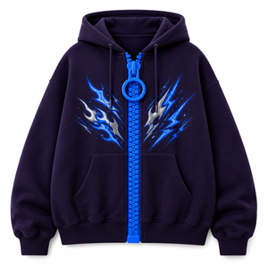 Sudadera con capucha extragrande personalizada con cremallera, 100% algodón, gruesa, para invierno, con cremallera en contraste, estampado gráfico, estilo urbano holgado, unisex, ODM - Product Image 4