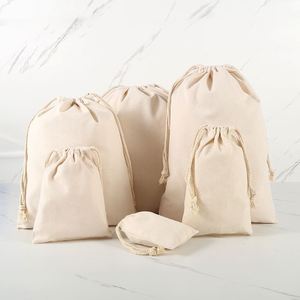 Sachets de rangement en toile de coton avec cordon de serrage, petits sacs en tissu personnalisables avec logo imprimé, vente en gros - Product Image 2