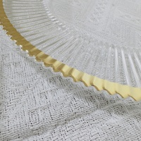 Assiettes de présentation en plastique transparent avec bord doré, jetables, décoratives, pour mariage, banquet, fête, décoration de table