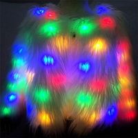 Abrigo de Invierno para Mujer con Pelo Sintético y Luces LED, con Estampado Luminoso para Actuaciones Escénicas y Ropa de Baile