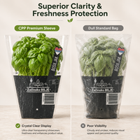 Sacs en plastique transparents personnalisés en gros, sacs trapézoïdaux en CPP pour l'emballage de légumes frais et de produits alimentaires pour supermarchés et fermes