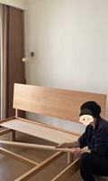 Ensemble de lit double king size en bois rustique convertible personnalisé pour hôtel, appartement, chambre à coucher, meubles