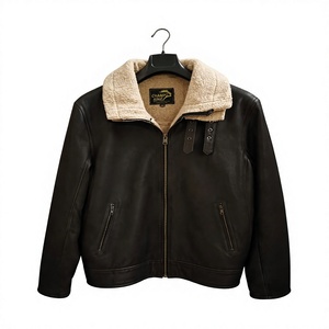 เสื้อแจ็คเก็ตหนังแท้บุขนเชอร์ปาสำหรับผู้ชาย CHAMP KING แบบซิป - Product Image 3