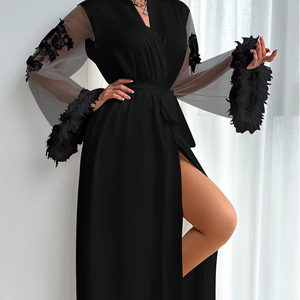 Nouvelle arrivée <span class=keywords><strong>Chemise</strong></span> <span class=keywords><strong>de</strong></span> <span class=keywords><strong>nuit</strong></span> à manches longues en plumes <span class=keywords><strong>de</strong></span> <span class=keywords><strong>satin</strong></span> Vente à chaud <span class=keywords><strong>de</strong></span> vêtements <span class=keywords><strong>de</strong></span> <span class=keywords><strong>nuit</strong></span> <span class=keywords><strong>de</strong></span> luxe pour femmes - Product Image 4