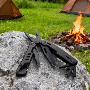 Alicates Multiherramienta Plegables de Acero Inoxidable con Mango de Aluminio, Borde Parcialmente Dentado de 158 mm, Multifunción para Campismo y Supervivencia al Aire Libre - Product Image 1