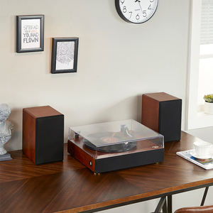 Tourne-disque vintage avec haut-parleurs externes Tourne-disque à entraînement par courroie 3 vitesses 3 tailles d'enregistrements Casque USB AUX <span class=keywords><strong>sans</strong></span> <span class=keywords><strong>fil</strong></span> - Product Image 6