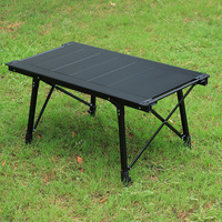 Table pliante IGT pour l'extérieur, portable, pour camping, pique-nique, barbecue, en alliage d'aluminium, réglable, rectangulaire, type « egg roll »