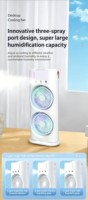 Ventilateur de refroidissement et purificateur d'air à double lame, 3 vitesses, rechargeable par Type-C, portable pour camping-car, extérieur, maison, bureau
