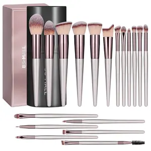 Wholesale Professional Champagne Gold Make Up Brushes 18 Piece Cosmetic Makeup Brush Kit With Brush Holder