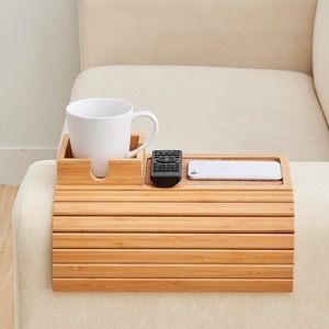 Anti-Slip Couch Cup Holder Foldable <b>Sofa</b> Arm Table <b>Sofa</b> Armrest Table Bamboo Couch Cup Holder Tray Bamboo Couch Arm Tray - Product Image 4