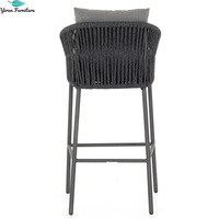 Ensemble de salle à manger d'extérieur moderne et décontracté en aluminium et corde tressée, facile à transporter, pour hôpitaux, hôtels, cours et jardins