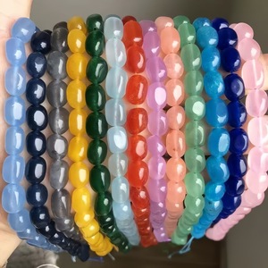 <span class=keywords><strong>Perles</strong></span> de chalcédoine ovales 8x10mm, <span class=keywords><strong>perles</strong></span> de riz lisses irrégulières, pierres roulées pour la fabrication de bijoux DIY, bracelets et colliers, vente en gros - Product Image 1