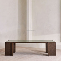 Table à manger impériale en chêne anthracite de style brutaliste, avec base en bloc massif pour villa, table rectangulaire, grande table de réunion, pièce maîtresse