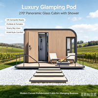 Cabane de glamping de 20 pieds, maison capsule préfabriquée avec salle de bain et cuisine intégrées pour camping-car, parc, complexe hôtelier