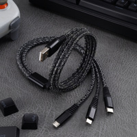 Câble de charge en tissu tressé 3 en 1, multi-ports USB, cordon de chargeur pour iPhone, type C, micro-téléphone, charge rapide