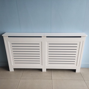 Cubiertas Blancas Grandes para Radiadores Altos, Modernas, con Listones Horizontales, Estante de MDF Grueso para Dormitorio, Pasillo, Hogar - Product Image 1