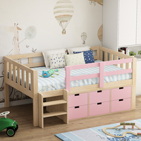 Kinder-Hochbett mit 6 Schubladen und Leiter, Massivholz Platzsparendes Hochbett mit Stauraum, Multifunktional für Jungen und Mädchen
