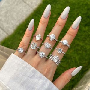 Dylam Classic Collection Sterling <b>Silver</b> <b>Eternity</b> Band Heart Shape 5A Zirconia Birthstone Jewelry Wedding Engagement <b>Rings</b> - Product Image 2