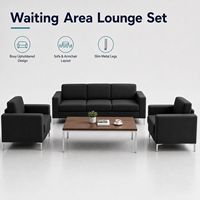 Ensemble de canapés pour salle d'attente avec canapé trois places, fauteuils et table basse pour projets de mobilier de bureau