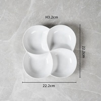 Assiette en céramique à quatre compartiments en porcelaine de 8 pouces, Design de fleurs Super blanches, assiettes à Dessert, assiettes de mariage