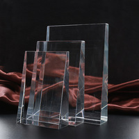 Trophée en cristal transparent incliné avec logo gravé entièrement personnalisé pour souvenirs décoratifs
