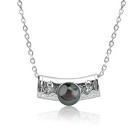 Collier pendentif fleur en argent sterling 925 avec perle d'eau douce, bijoux en argent thème océan tropical