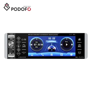 Podofo 5.1 ''Touch Screen Autoradio Lettore MP5 1Din Stereo AI Assistente Vocale Microfono 4 Interfaccia USB AM FM RDS