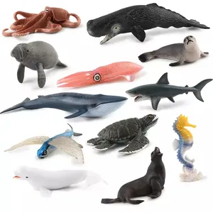 Figurines de bain éducatives : Centaines de créatures marines réalistes, modèle de requin blanc et de <span class=keywords><strong>baleine</strong></span>, jouets animaux marins - Product Image 1