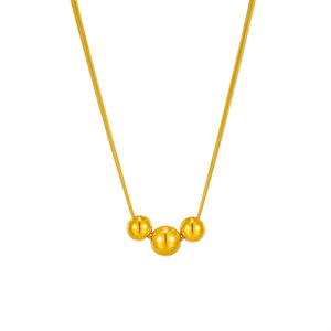 Gold Ball Pendant Necklace Geometric Design Chain Unisex Everyday Wear - Product Image 5