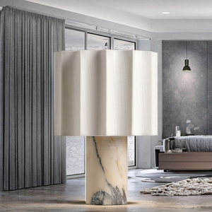 Modern Minimalist Marble Living Room Designer Creative Pleated Cloth <strong>Cover</strong> Bedroom <strong>Headboard</strong> bar Touch Decoration Table Lamp - Product Image 5