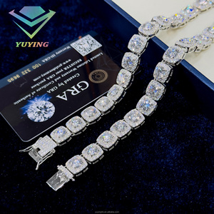 Collar de cadena de tenis grande de plata de ley 925 chapado en oro, estilo Hip Hop, con moissanita VVS certificada GRA, joyería unisex con efecto hielo - Product Image 2