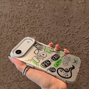 Coque de téléphone Graffiti Art pour iPhone 16 15 14 13 12 Pro Max, avec feuille d'argent et motif <span class=keywords><strong>vert</strong></span> fluorescent, antichoc - Product Image 5