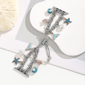 <span class=keywords><strong>Bracelet</strong></span> de remplacement pour <span class=keywords><strong>Apple</strong></span> <span class=keywords><strong>Watch</strong></span> toutes générations, en acier inoxydable, avec pendentif, réglable, style bijou - Product Image 5