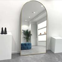 Miroir sur pied pleine longueur arqué avec cadre métallique, grand miroir de dressing pour chambre et salon