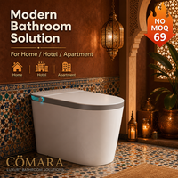 WC intelligent monobloc en céramique avec capteur de pied à clapet automatique, chasse d'eau à siphon, chasse d'eau intelligente, chasse d'eau à siphon en S allongée, siège chauffant