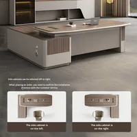 Bureau de direction de luxe haut de gamme avec armoire latérale, design de bureau informatique, bureau en bois