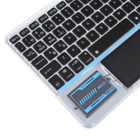 BT gunting lampu latar LED, tata letak US Keyboard transparan untuk iPad Android Windows Mac sistem tablet