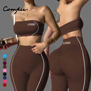 Strapless Breathable Top High Support Sports Bra Hip Lift <strong>Yoga</strong> Pants <strong>Set</strong> for Women Running Fitness Tummy Control - Product Image 1